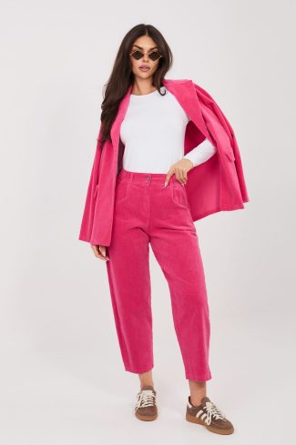 Pink Corduroy Trousers in Pants, Trousers, Shorts with Cotton and Spandex