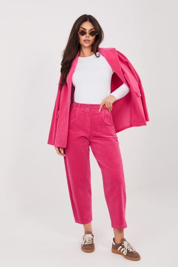 Pink Corduroy Trousers in Pants, Trousers, Shorts with Cotton and Spandex