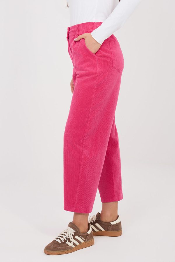 Pink Corduroy Trousers in Pants, Trousers, Shorts with Cotton and Spandex