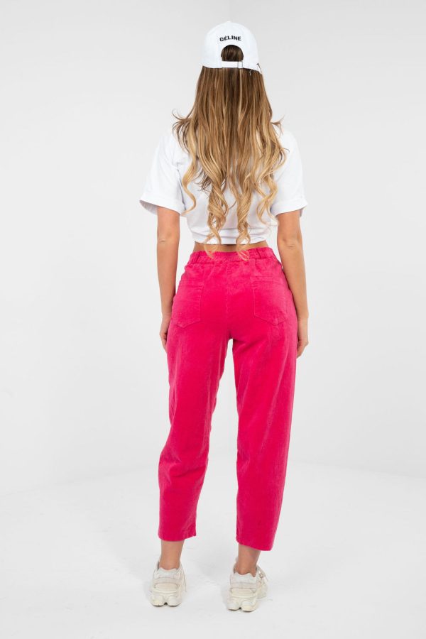 Pink Corduroy Trousers in Pants, Trousers, Shorts with Cotton and Spandex