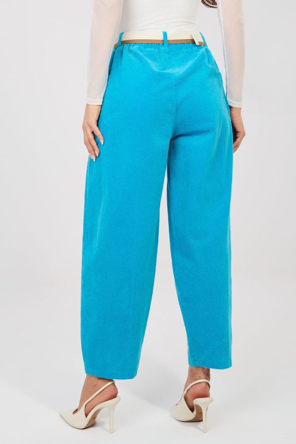 Blue Corduroy Trousers in Pants, Trousers, Shorts with Cotton and Spandex