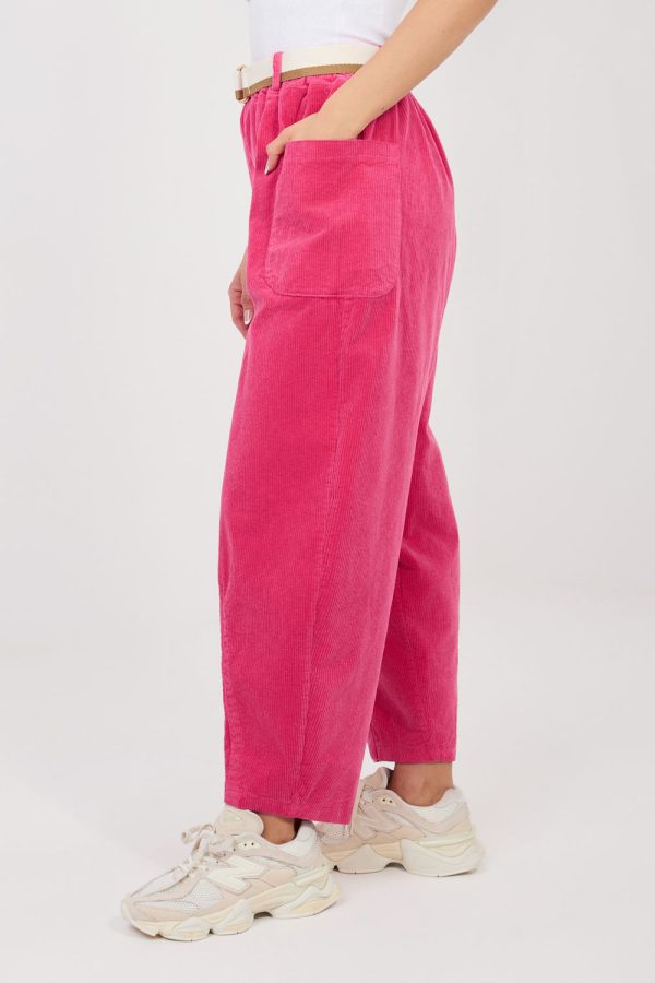 Pink Corduroy Trousers in Pants, Trousers, Shorts with Cotton and Spandex