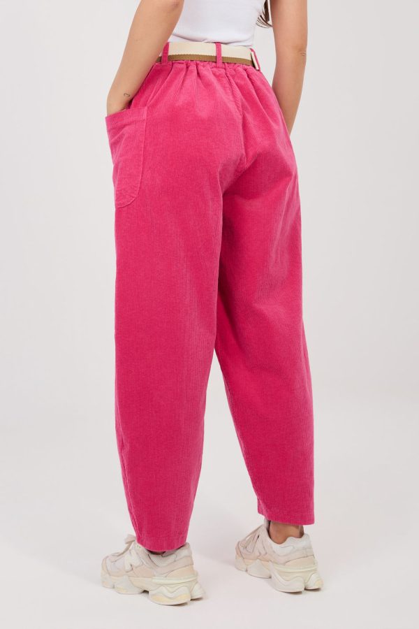Pink Corduroy Trousers in Pants, Trousers, Shorts with Cotton and Spandex