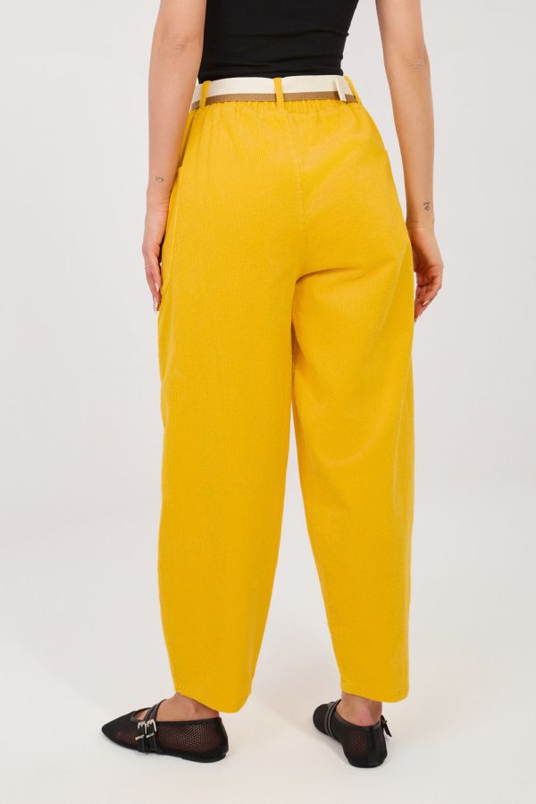 Yellow Corduroy Trousers in Pants, Trousers, Shorts with Cotton and Spandex