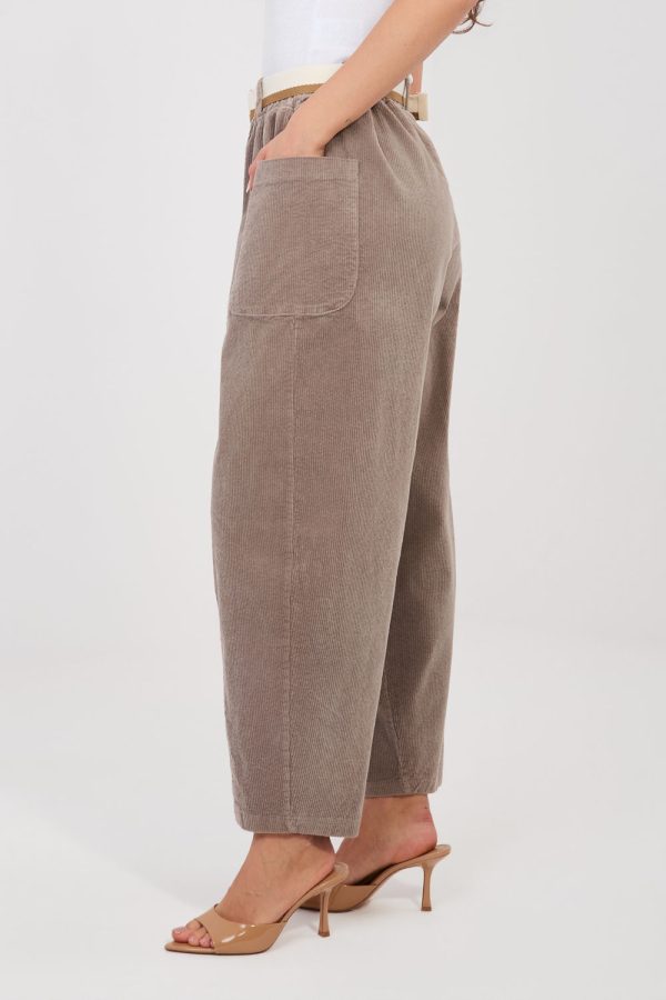 Beige Corduroy Trousers in Pants, Trousers, Shorts with Cotton and Spandex