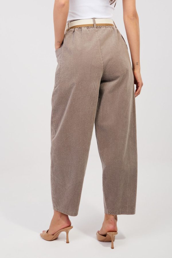 Beige Corduroy Trousers in Pants, Trousers, Shorts with Cotton and Spandex