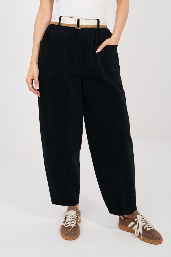 Black Corduroy Trousers in Pants, Trousers, Shorts with Cotton and Spandex