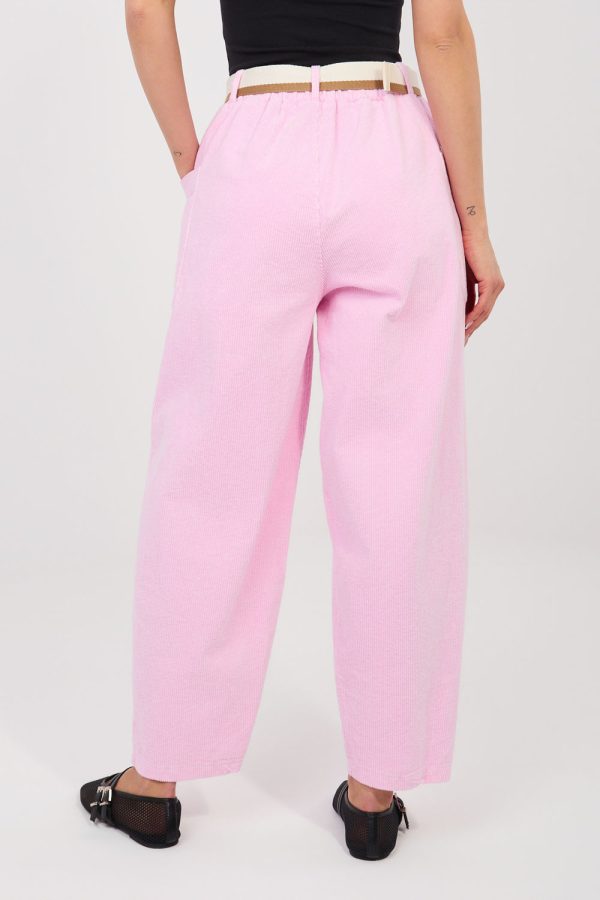 Pink Corduroy Trousers in Pants, Trousers, Shorts with Cotton and Spandex