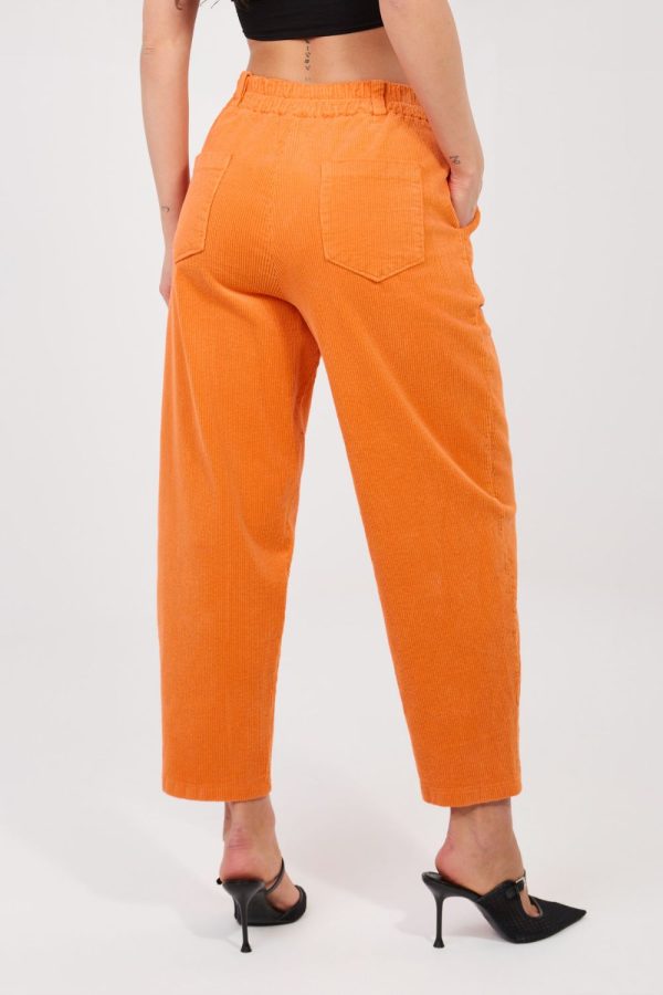Orange Corduroy Trousers in Pants, Trousers, Shorts with Cotton and Spandex