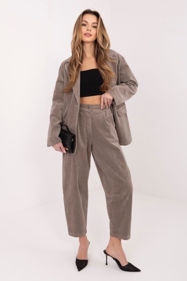 Beige Corduroy Trousers in Pants, Trousers, Shorts with Cotton and Spandex