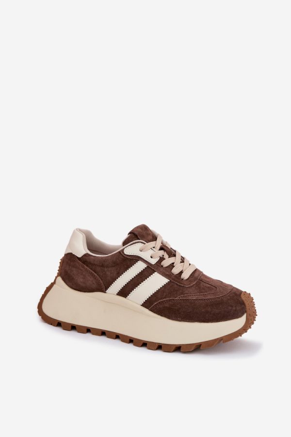 Brown Sport Shoes in Women`s Athletic Shoes, Trainers, Sneakers with Fabric, Footbed, Upper Height and Platform Height