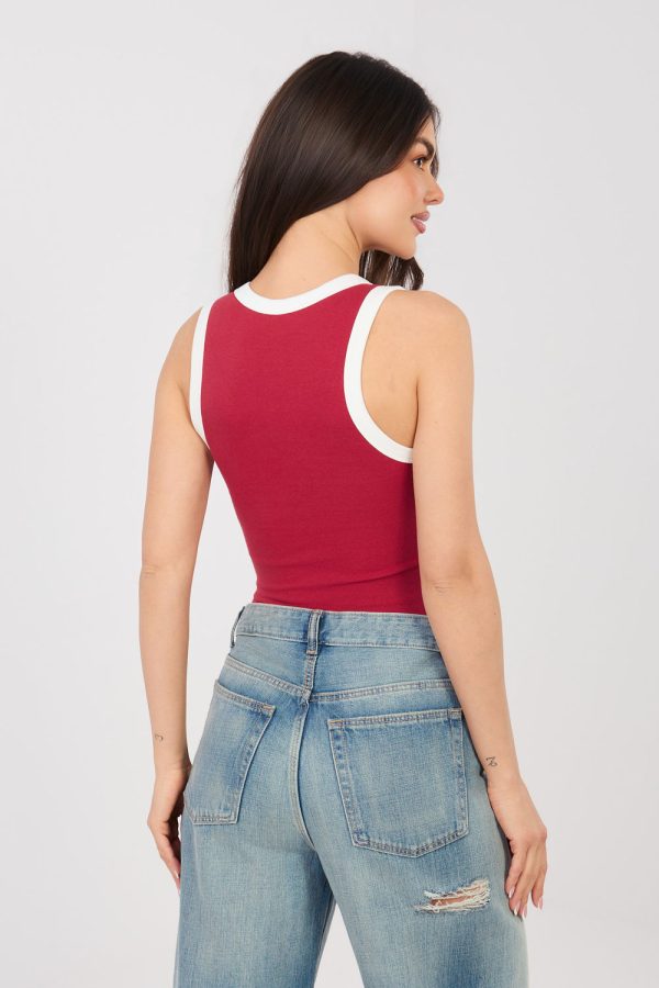 Red Top in Undershirts / Tops with Cotton and Spandex