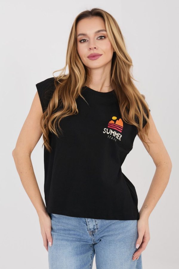 Black T-shirt in Women`s Tops, T-shirts, Singlets with Cotton