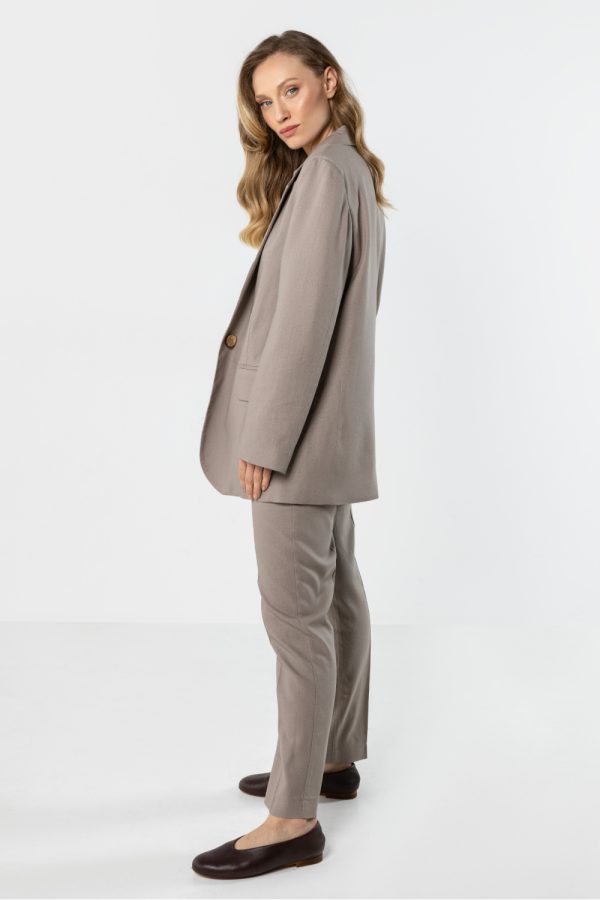 Beige Jacket in Jackets, Vests For Women with Spandex, Polyester and Viscose