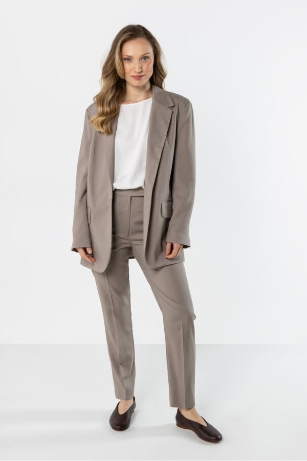 Beige Jacket in Jackets, Vests For Women with Spandex, Polyester and Viscose