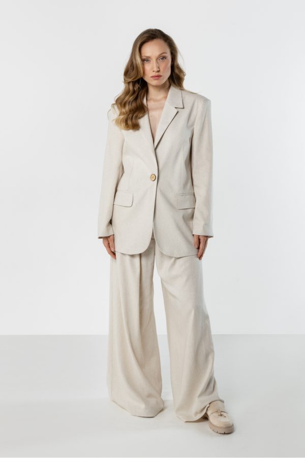 Beige Jacket in Jackets, Vests For Women with Spandex, Polyester and Viscose