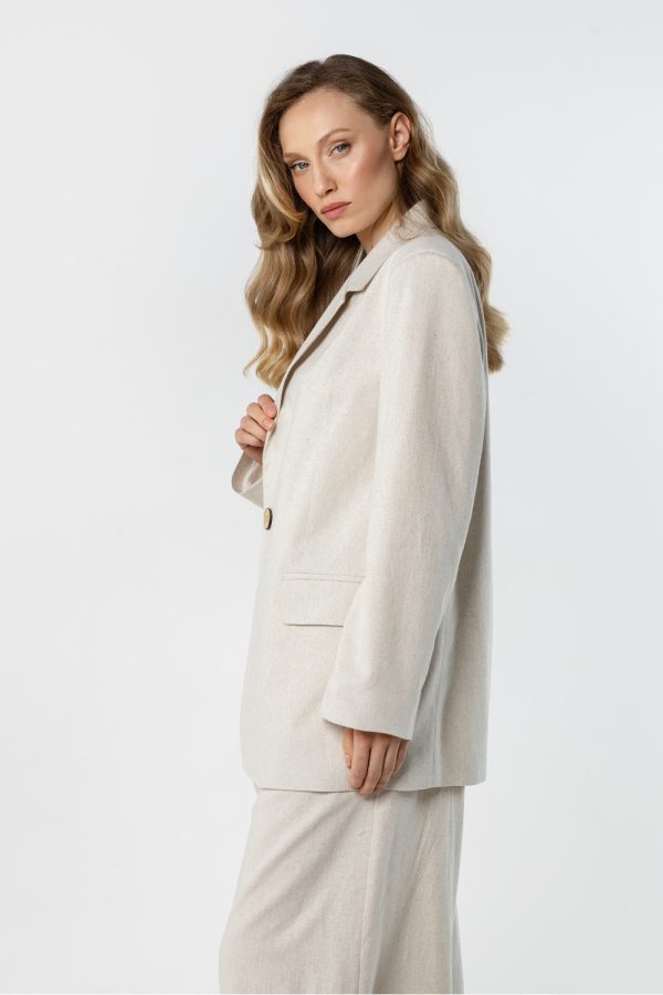 Beige Jacket in Jackets, Vests For Women with Spandex, Polyester and Viscose