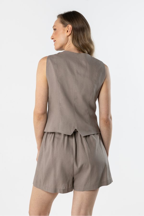 Beige Gilet in Jackets, Vests For Women with Cotton, Len and Viscose