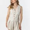 Beige Gilet in Jackets, Vests For Women with Cotton, Len and Viscose