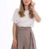 Beige Shorts in Shorts For Women, Crop Pants with Cotton, Len and Viscose