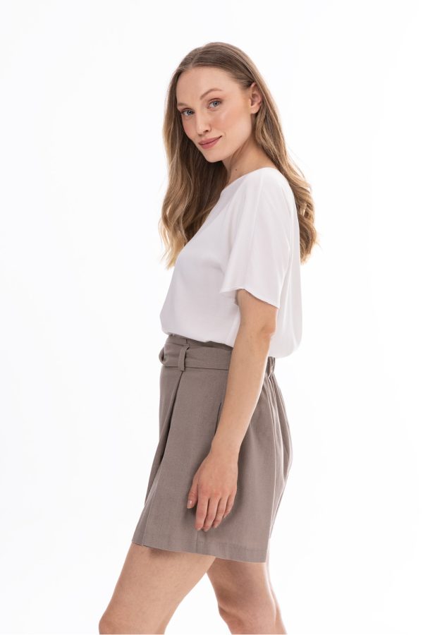 Beige Shorts in Shorts For Women, Crop Pants with Cotton, Len and Viscose
