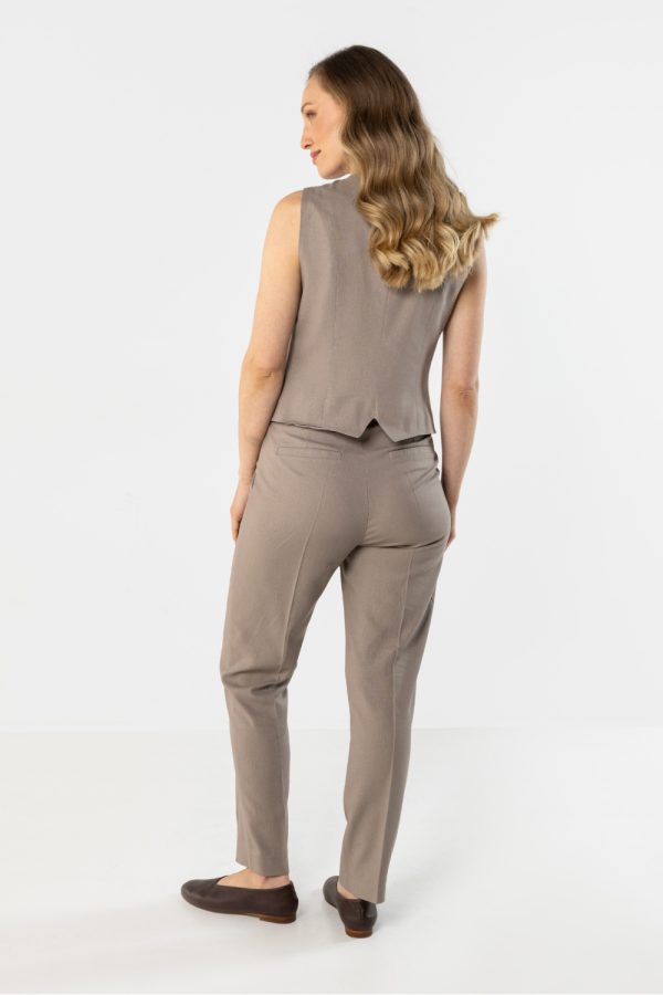 Beige Women Trousers in Pants, Trousers, Shorts with Cotton, Len and Viscose