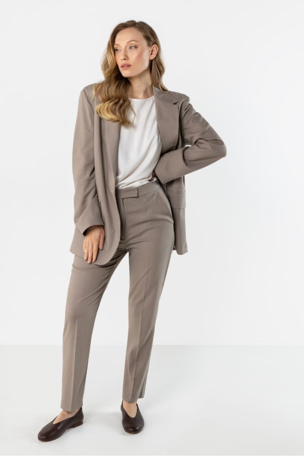 Beige Women Trousers in Pants, Trousers, Shorts with Cotton, Len and Viscose