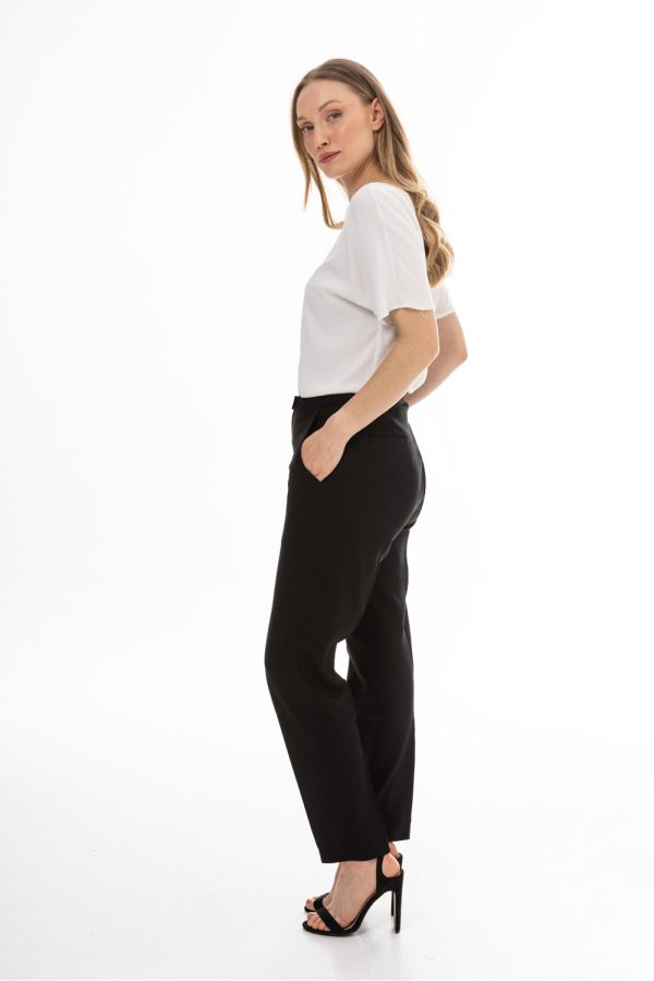Black Women Trousers in Pants, Trousers, Shorts with Cotton, Len and Viscose