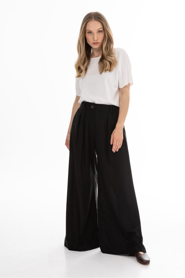 Black Women Trousers in Pants, Trousers, Shorts with Cotton, Len and Viscose