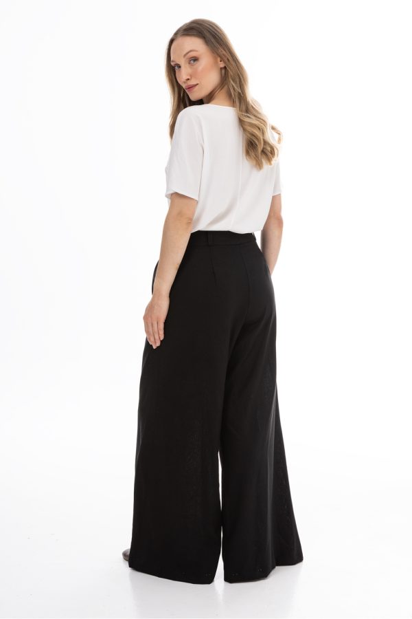 Black Women Trousers in Pants, Trousers, Shorts with Cotton, Len and Viscose