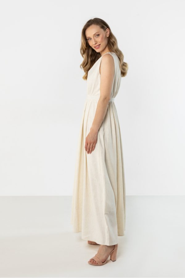 Beige Daydress in Day Dresses with Len and Viscose
