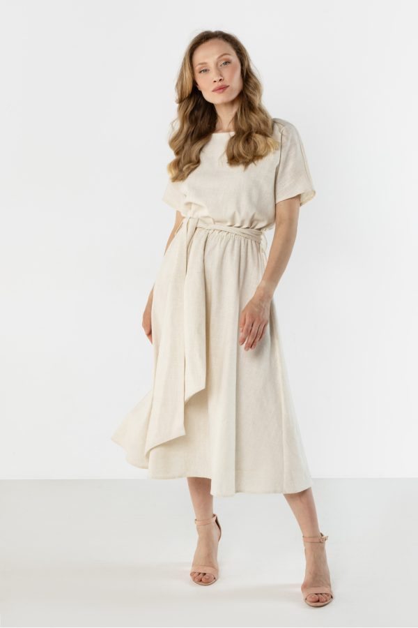 Beige Daydress in Day Dresses with Len and Viscose