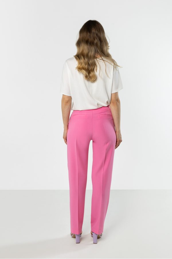 Pink Women Trousers in Pants, Trousers, Shorts with Spandex, Polyester and Viscose
