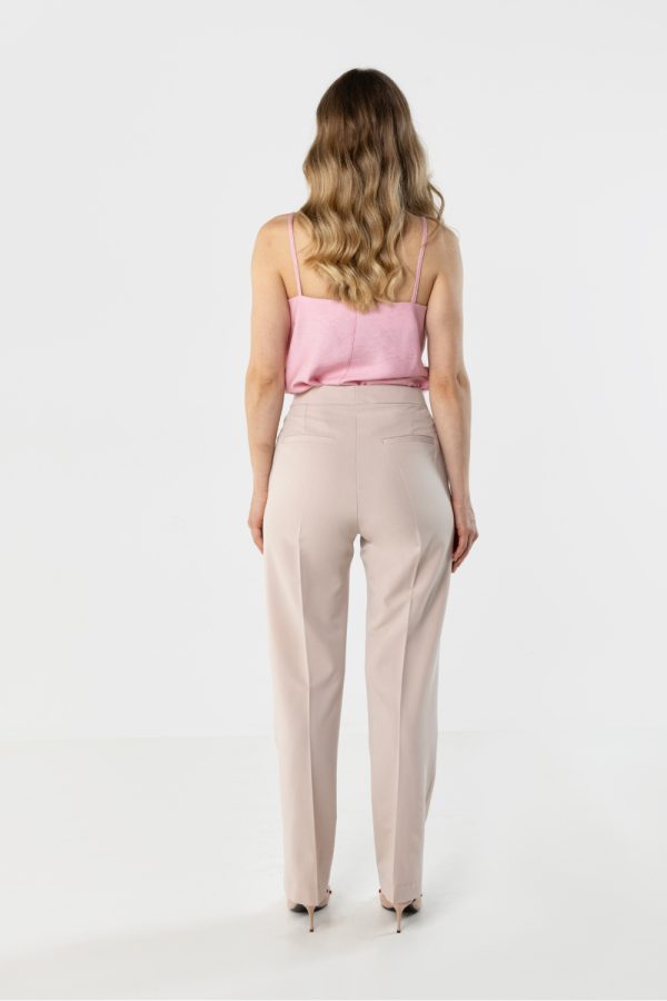 Beige Women Trousers in Pants, Trousers, Shorts with Spandex, Polyester and Viscose