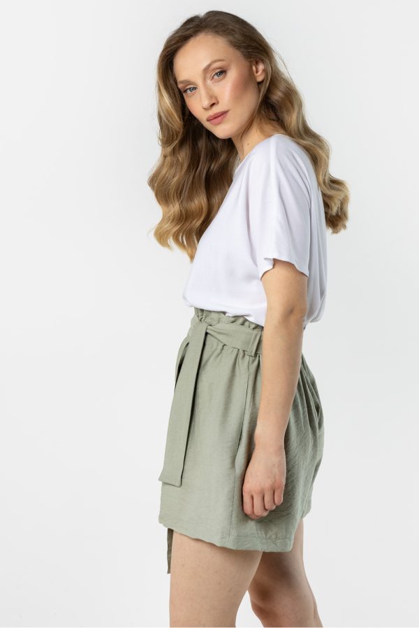 Green Shorts in Shorts For Women, Crop Pants with Nylon and Rayon