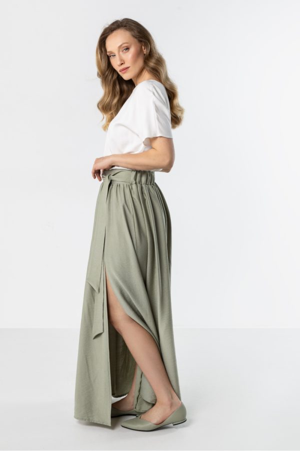 Green Long Skirt in Skirts with Nylon and Rayon