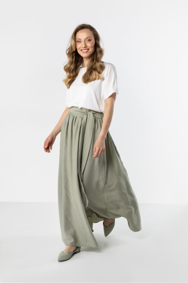 Green Long Skirt in Skirts with Nylon and Rayon