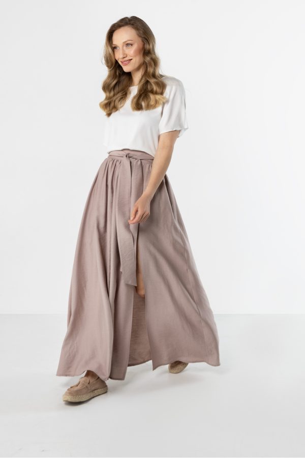 Beige Long Skirt in Skirts with Nylon and Rayon