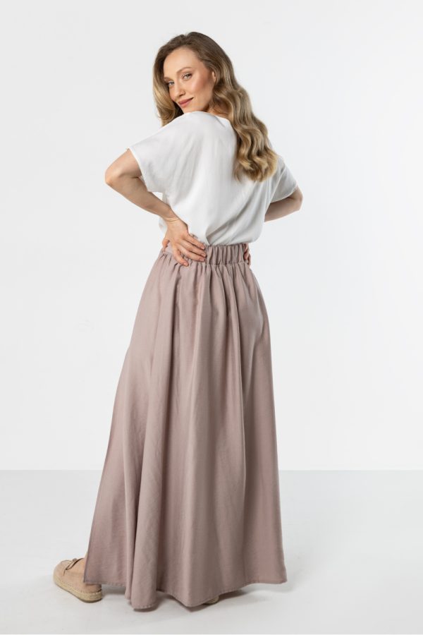 Beige Long Skirt in Skirts with Nylon and Rayon