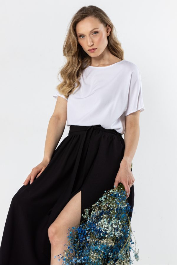 Black Long Skirt in Skirts with Nylon and Rayon
