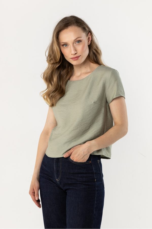 Green Blouse in Women`s Blouses, Tunics with Nylon and Rayon