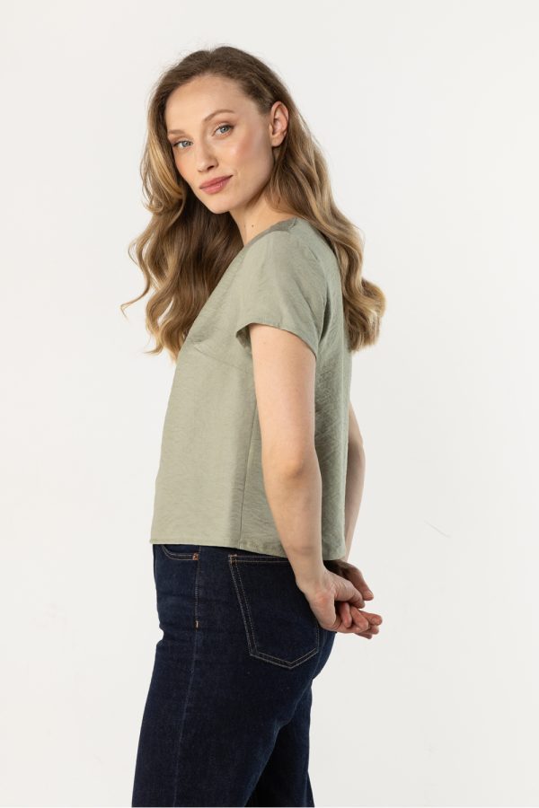 Green Blouse in Women`s Blouses, Tunics with Nylon and Rayon