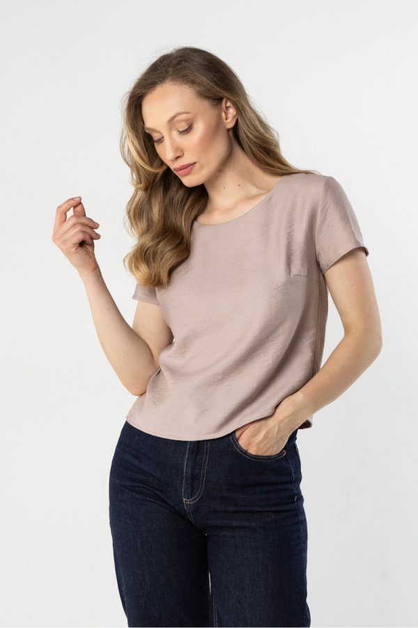 Beige Blouse in Women`s Blouses, Tunics with Nylon and Rayon
