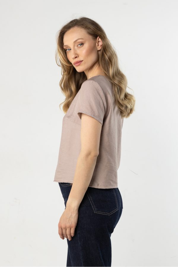 Beige Blouse in Women`s Blouses, Tunics with Nylon and Rayon