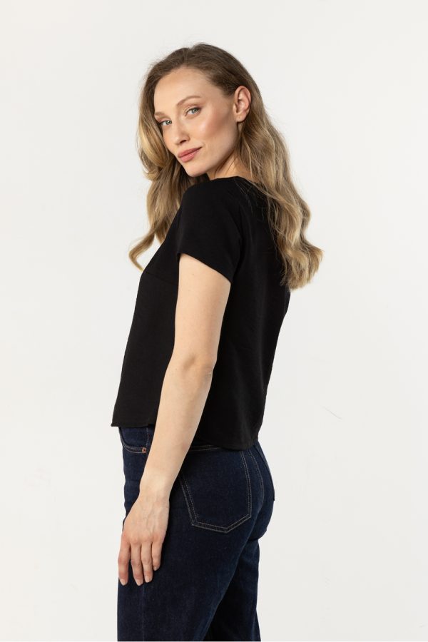 Black Blouse in Women`s Blouses, Tunics with Nylon and Rayon