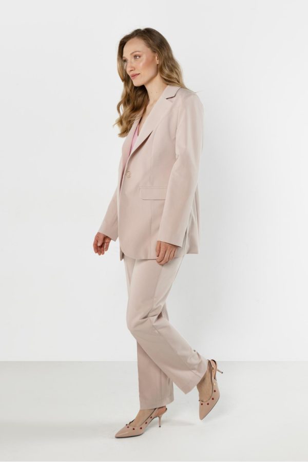 Beige Jacket in Jackets, Vests For Women with Spandex, Polyester and Viscose