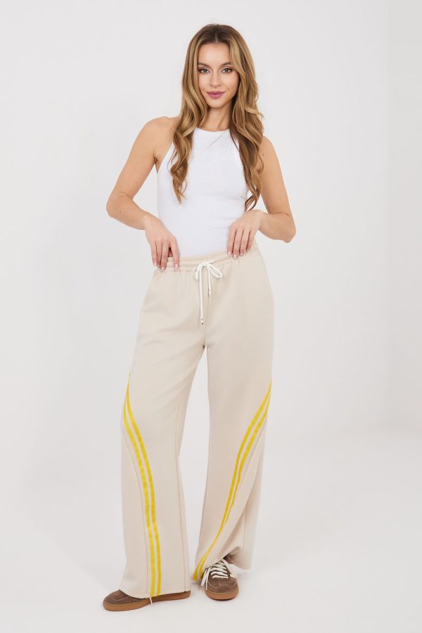 Beige Tracksuit Trousers in Pants, Trousers, Shorts with Spandex, Polyester and Viscose