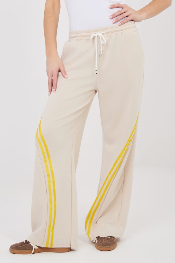 Beige Tracksuit Trousers in Pants, Trousers, Shorts with Spandex, Polyester and Viscose