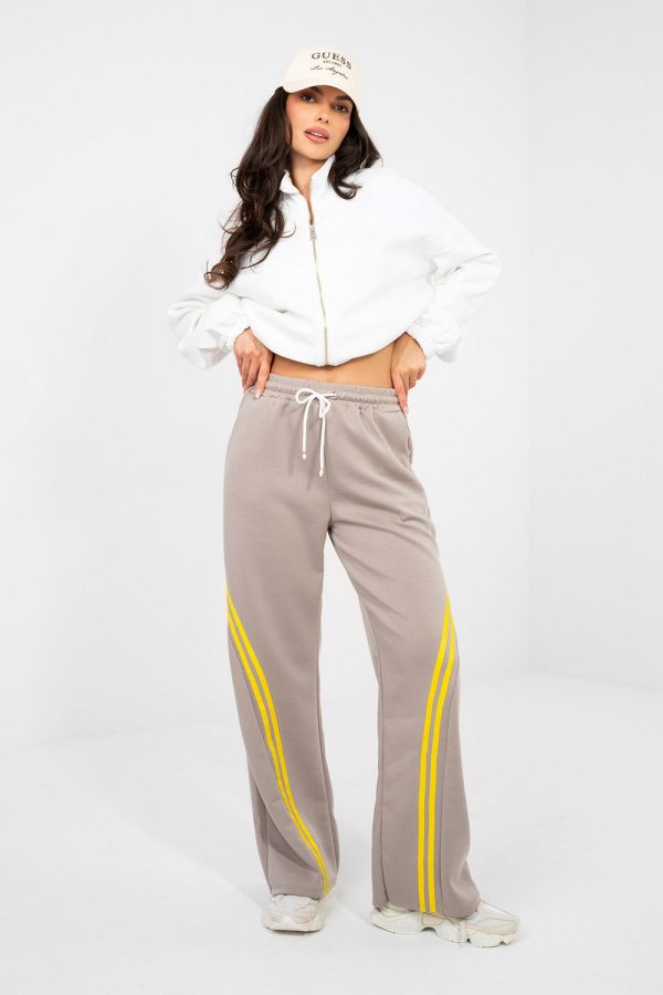 Beige Tracksuit Trousers in Pants, Trousers, Shorts with Spandex, Polyester and Viscose