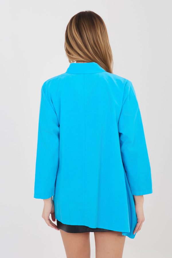 Blue Long Sleeve Shirt in Shirts For Women with Cotton and Spandex